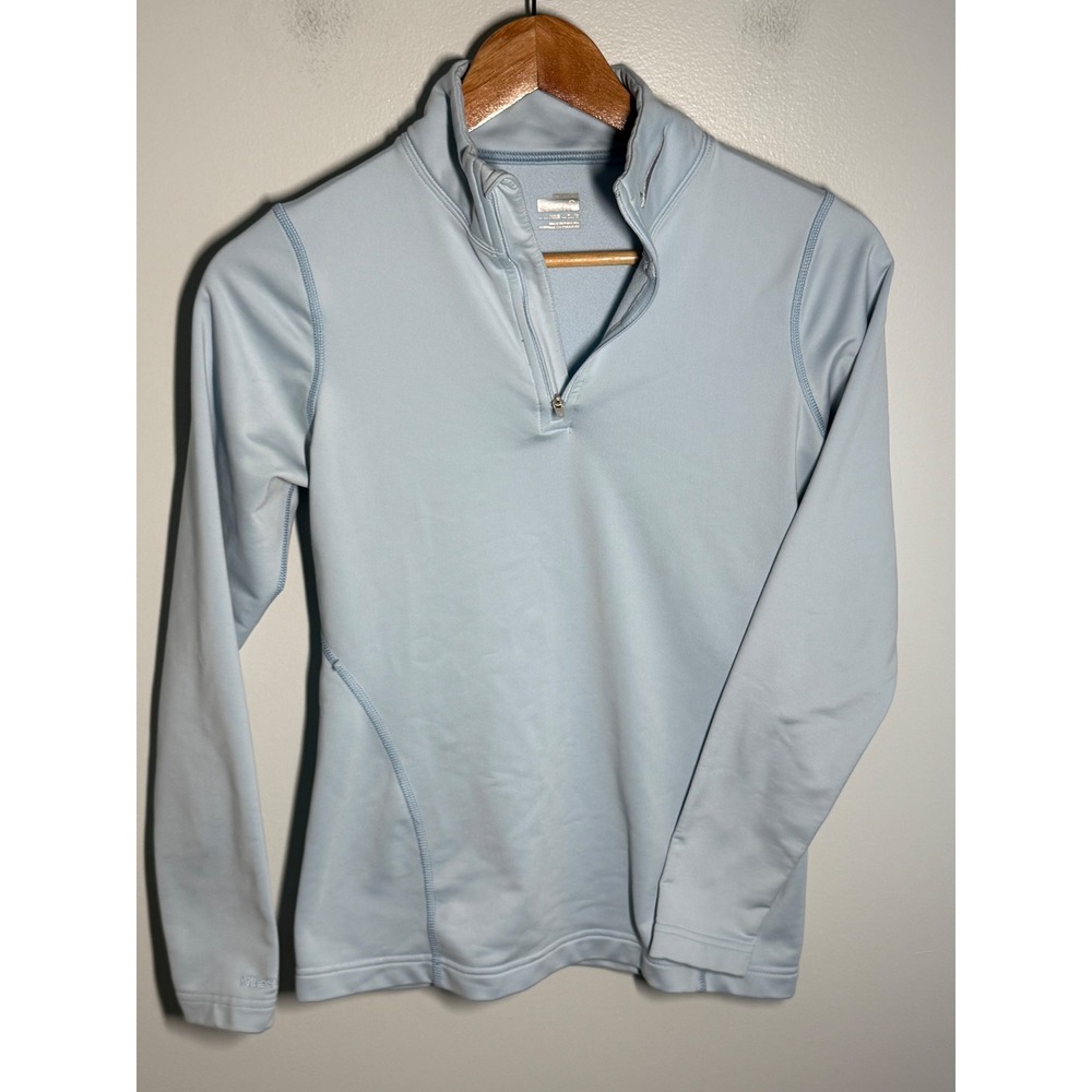 Nike FIT DRY Womens Small Light Blue Quarter Zip Pullover Running Top Activewear